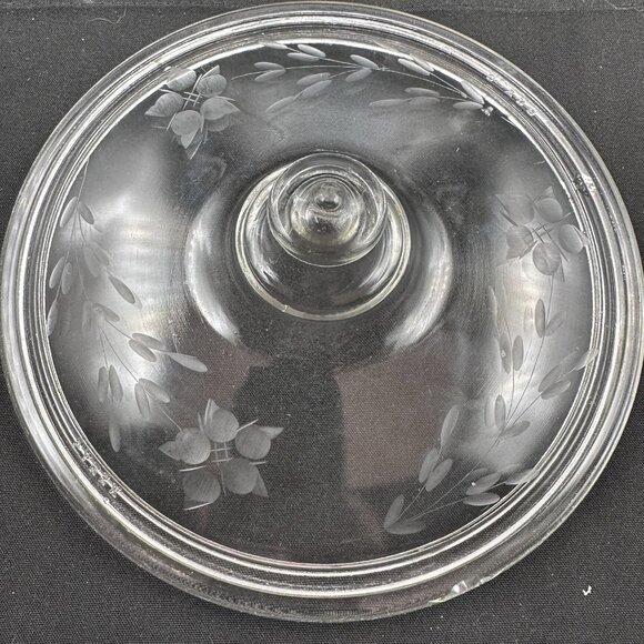 Vtg Pyrex Clear Glass Casserole w/ Etched Floral Lid 023 1.5 QT 623-C 1950s-60s - Picture 4 of 16